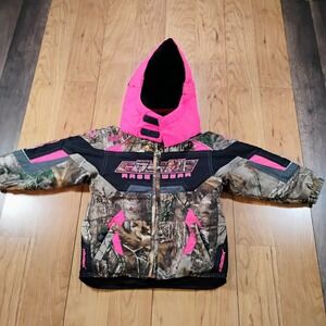 Castle X Girls 3T Snowmobile Racing Jacket Pink With Hood Realtree Camo